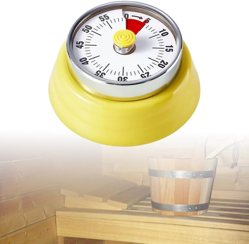VOVCIG Stainless Steel Sauna Timer, Mechanical Clock Timer Sauna Accessory for Sauna Rooms and Spas, Up to 55 Minutes, Mechanical Self Drive No Batteries Required (Yellow) - Image 1